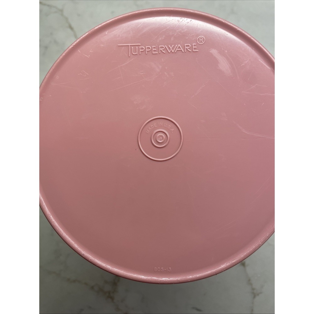 Vtg Tupperware Dusty Rose Pink Mauve 8 1/2" Canister Servalier Lid 806-1 - Picture 5 of 5